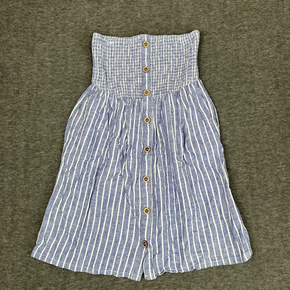 Garage Dresses & Skirts - Garage Strapless Mini Dress Women's S Striped Pockets Casual Summer